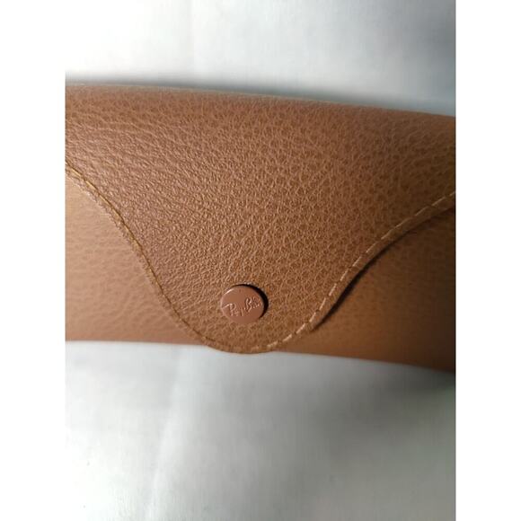 Ray Ban Brown Leather Case only No cleaning cloth PRE OWNED Black Logo - Picture 3 of 13